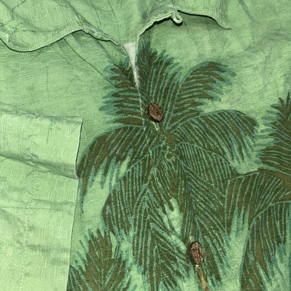 Tommy Bahama 100% Silk Men's Large Palm Trees Relax‎ Wood Buttons - Picture 4 of 9